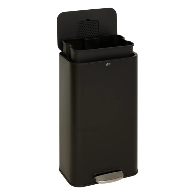 Poubelle à pédale rectangulaire en métal avec filtre anti-odeurs 30 L