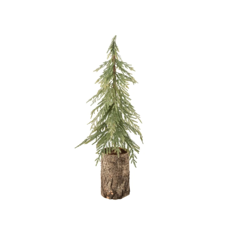 Sapin de Noël enneigé avec socle en bois