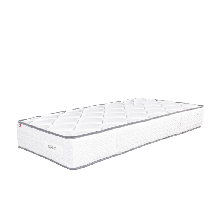 Conjunto de cama firme de 20 cm con colchón de espuma de alta densidad y somier tapizado blanco