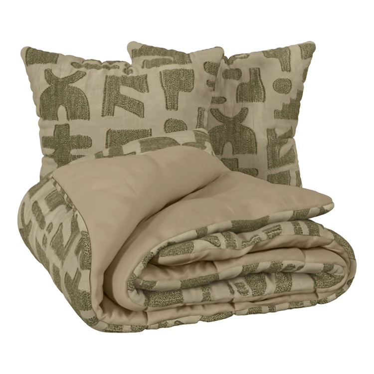 Conjunto de cama de 3 peças com padrão tufado