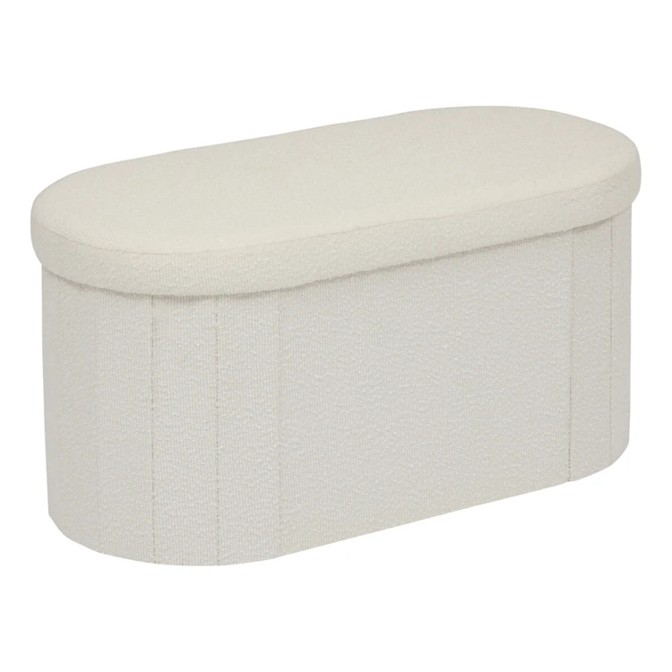 Pouf coffre pliant double en bouclette avec rangement