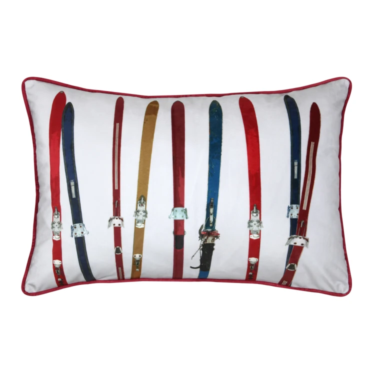 Coussin rectangulaire à motif skis vintage