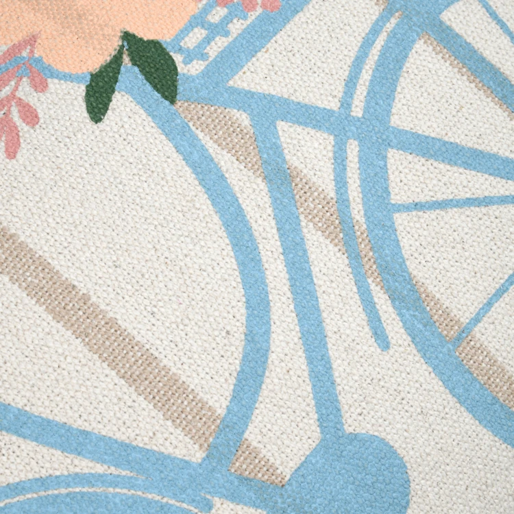 Cuscino in cotone con motivo floreale di biciclette