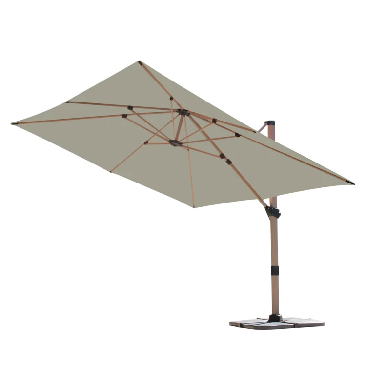 Parasol déporté rectangulaire structure effet bois