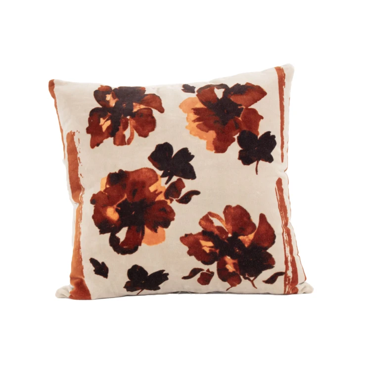 Cojín de terciopelo con estampado floral