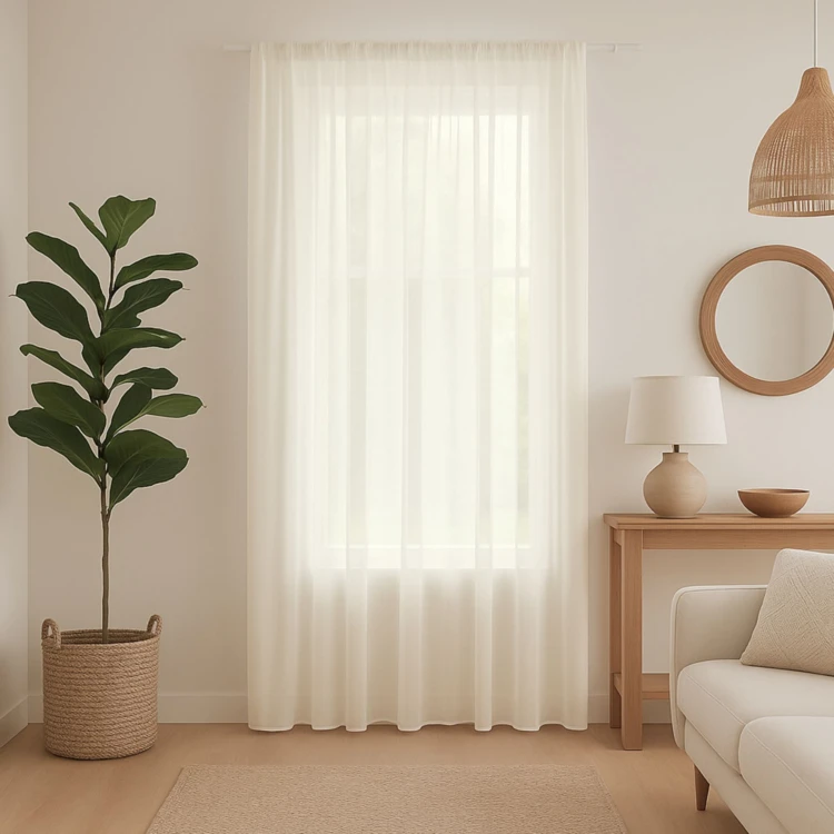 Rideau voilage poly-lin bas plombé