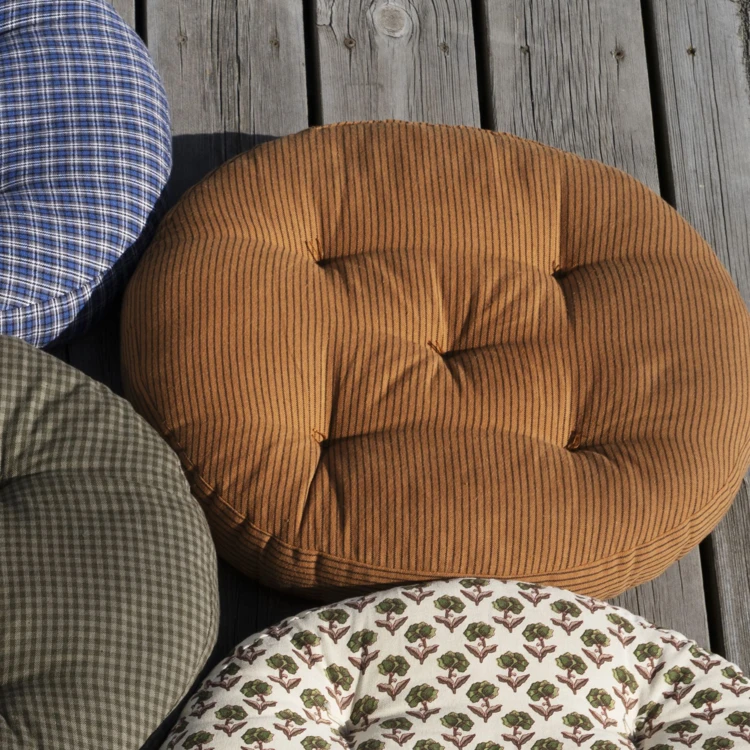 Galette de chaise ronde 100% coton fines rayures MADAM STOLTZ