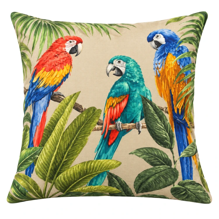 Outdoor-Kissen mit Papageien-Print