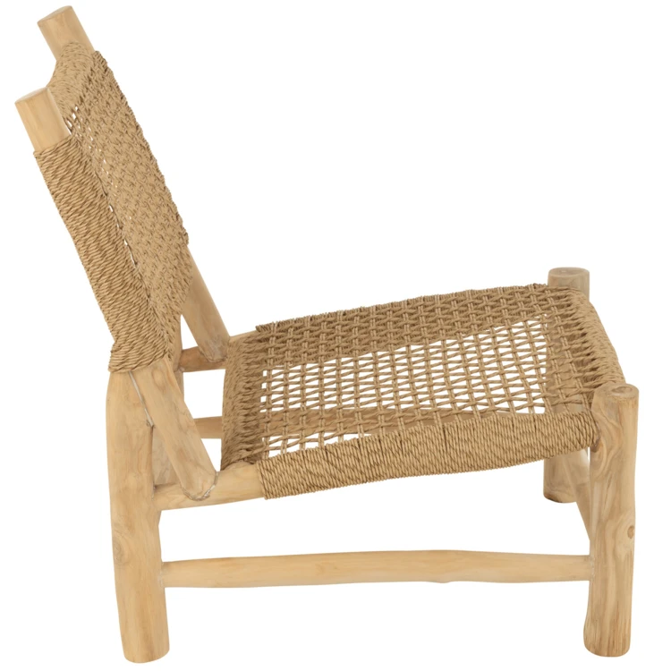 Fauteuil bas en bois et tressage