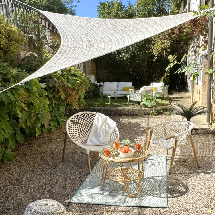 Voile d’ombrage triangulaire macramé polylin