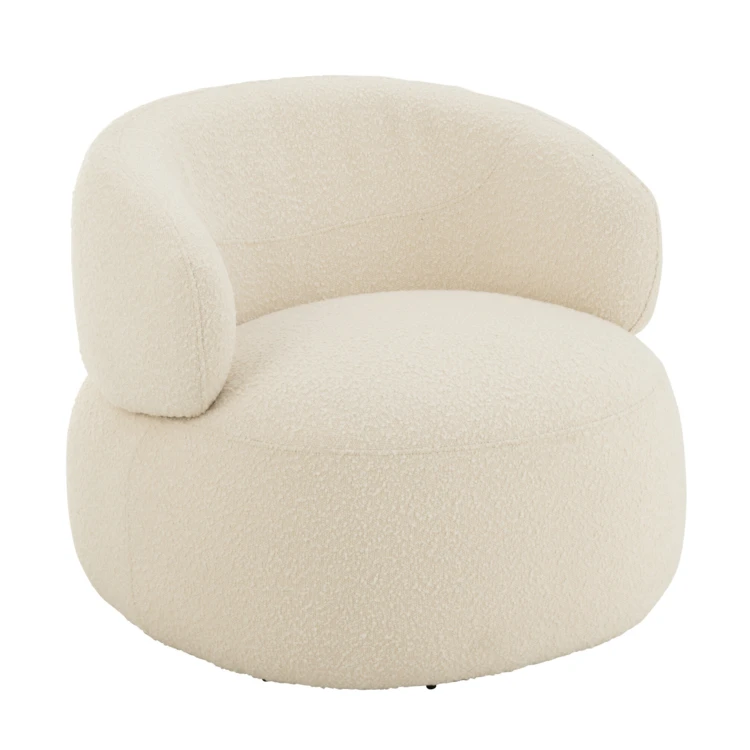 Fauteuil pivotant rond en bouclette