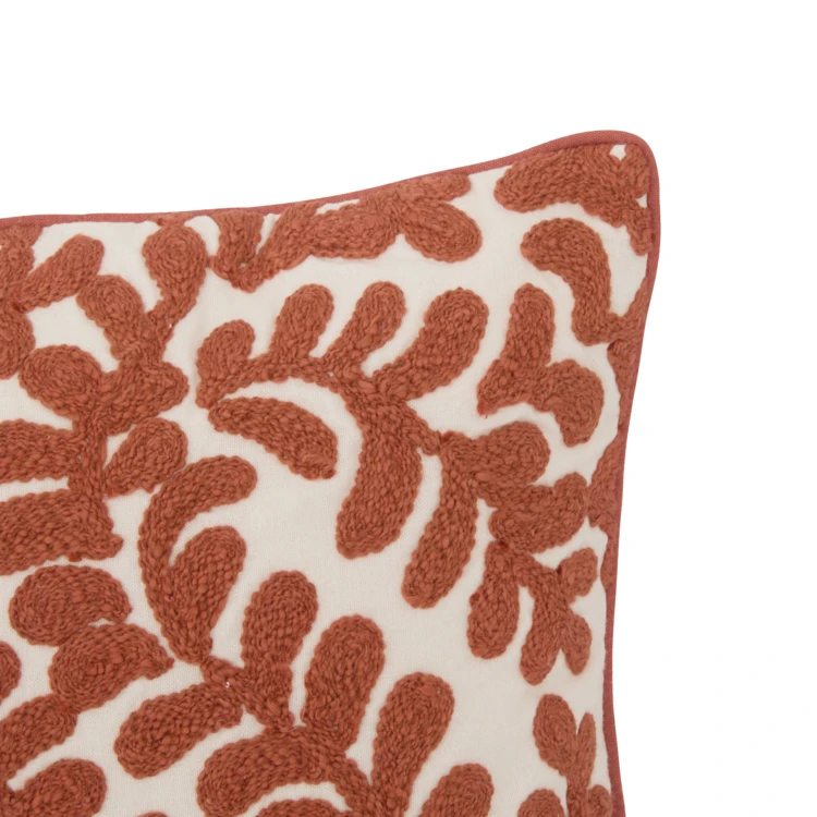 Housse de coussin en coton motif végétal