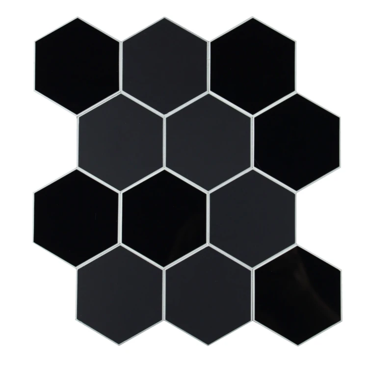 Crédence adhésive murale 3D effet carrelage hexagonal 4 pièces