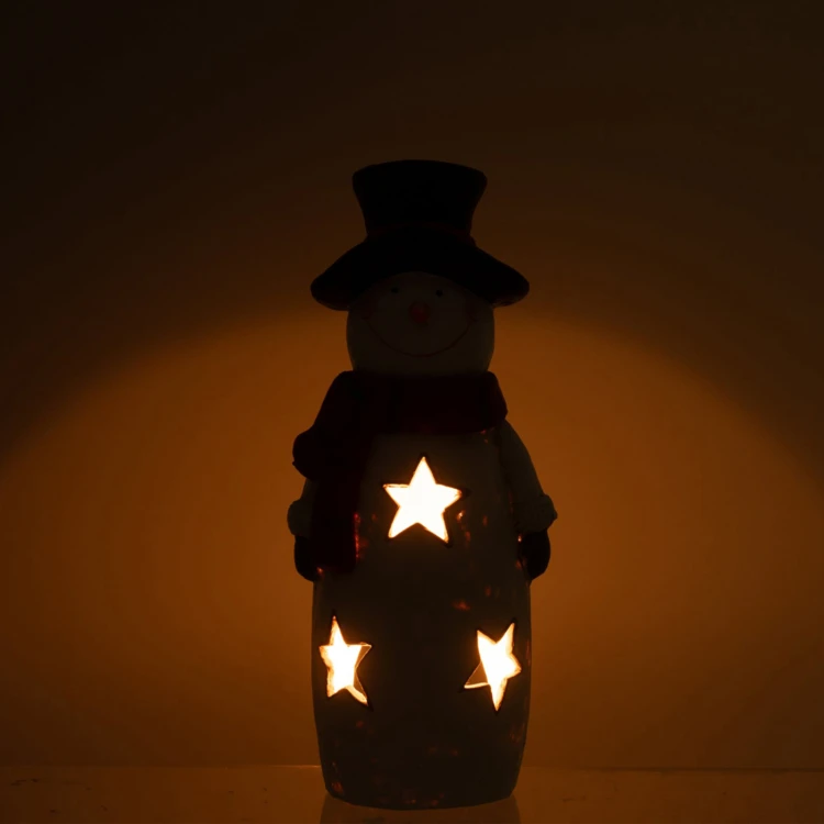 Bonhomme de neige décoratif avec foulard et chapeau en magnésium - grand modèle