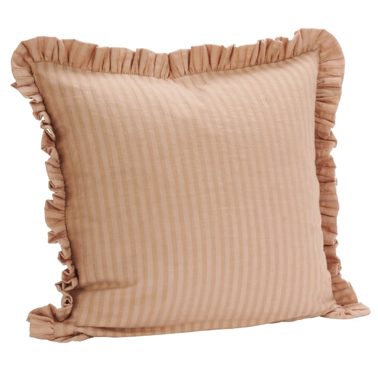 Housse de coussin en coton gaufré avec volant