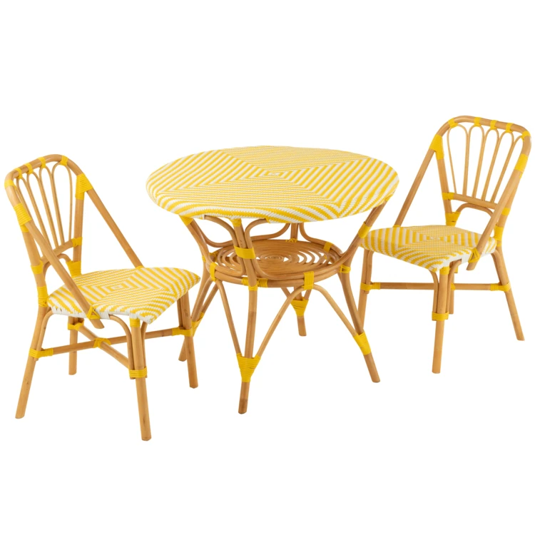 Table de jardin en rotin et bambou tressé