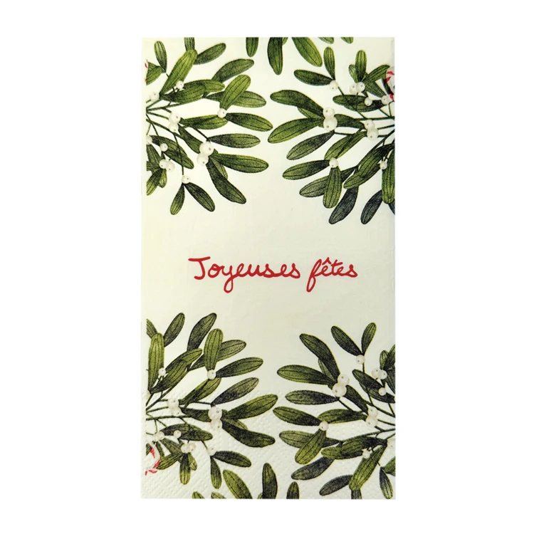 Lot de 15 serviettes en papier motif gui "Joyeuses fêtes"