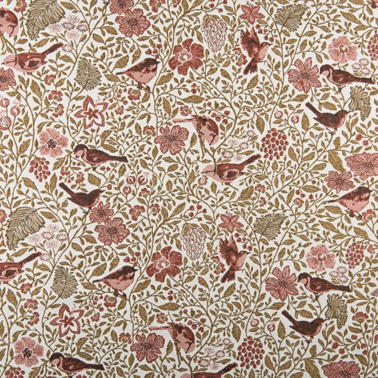 Rideau tamisant jacquard polycoton à motifs floraux et oiseaux
