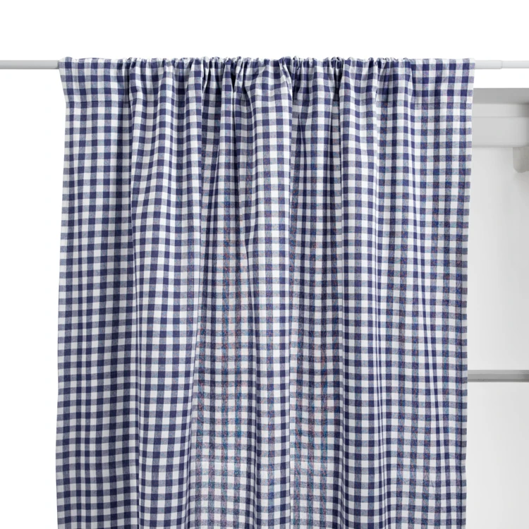 Rideau à passe-tringle en coton vichy