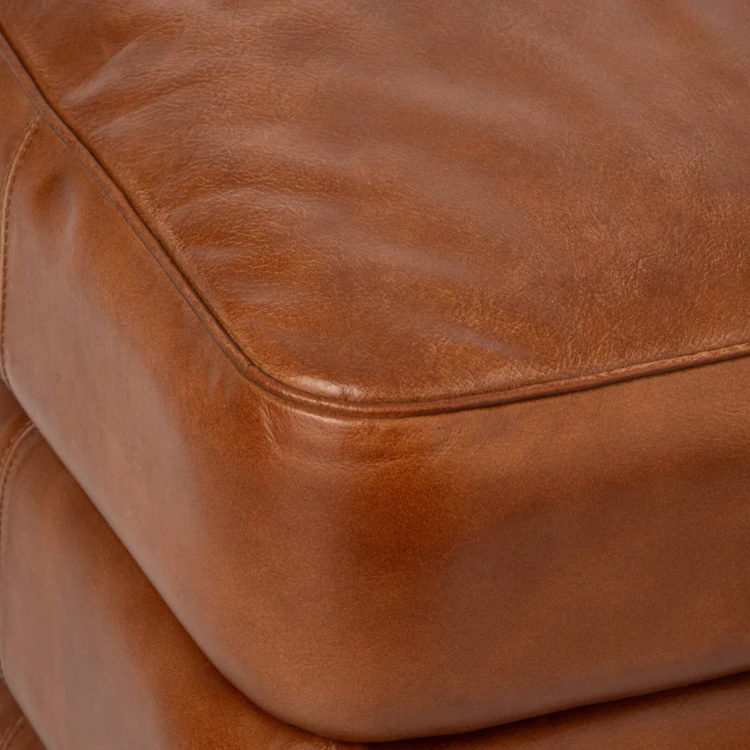 POUF CUIR CAMEL
