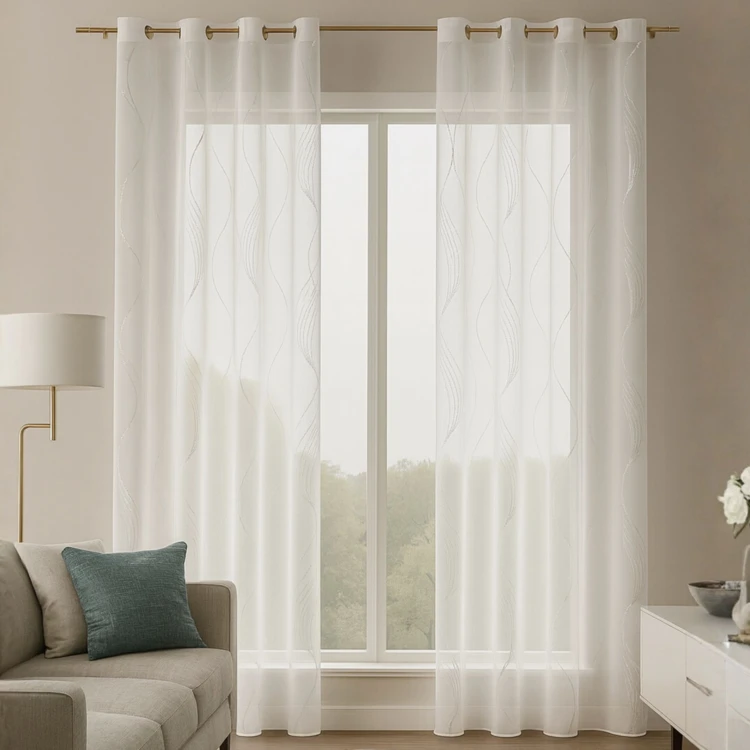 Voilage rayures ondulées métalisées