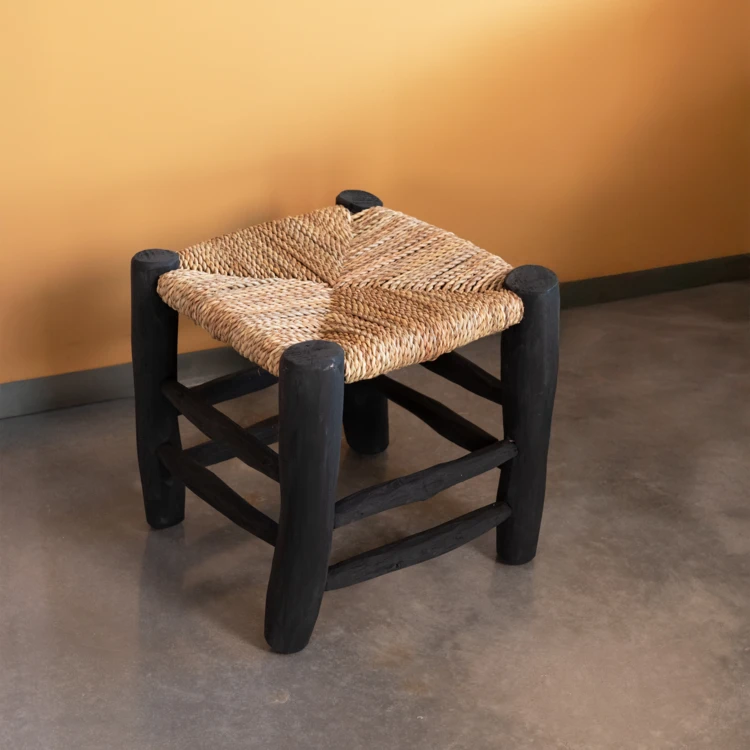 Tabouret marocain noir en bois