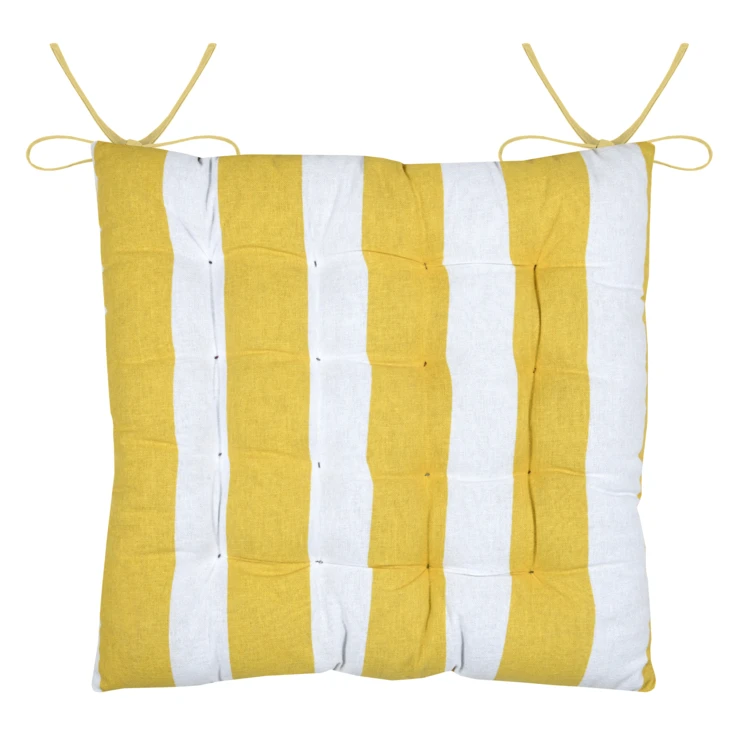 Galette de chaise polycoton matelassée à rayures