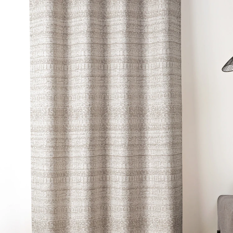 Cortina de jacquard texturizado de inspiración mineral con ojales