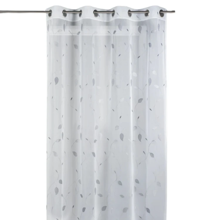 Voilage en étamine brodée aux imprimés "feuilles"