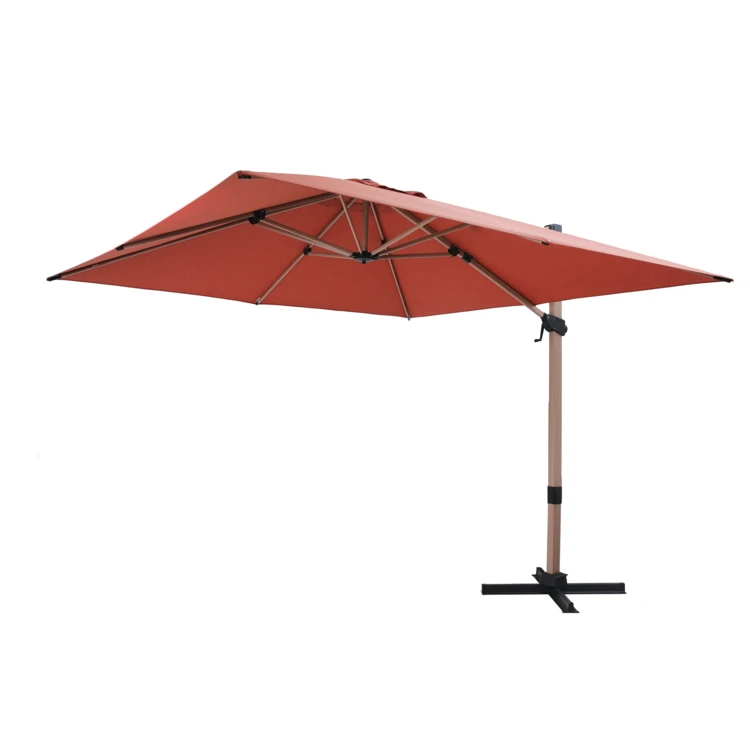 Parasol déporté rectangulaire structure effet bois