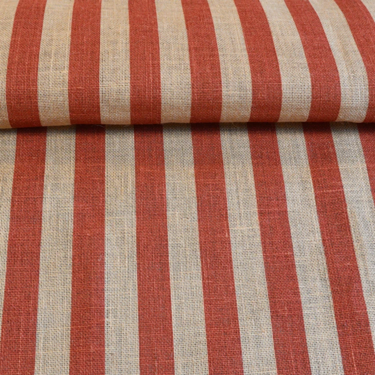 Tissu rayé en jute naturelle