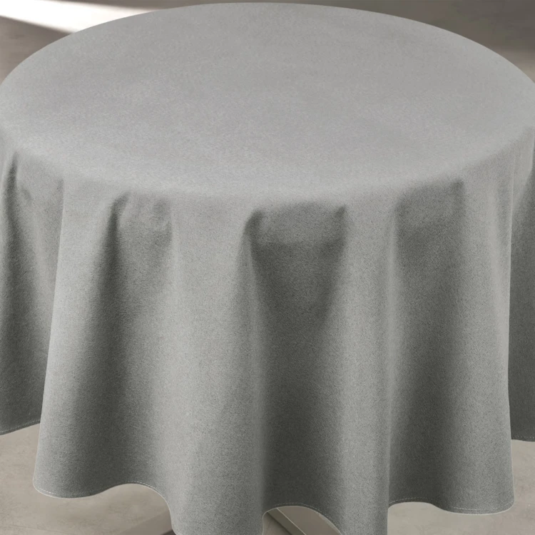 Nappe déperlante anti-taches effet lin pour table ronde