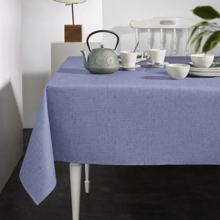 Nappe rectangulaire en polycoton enduit anti-tache unie