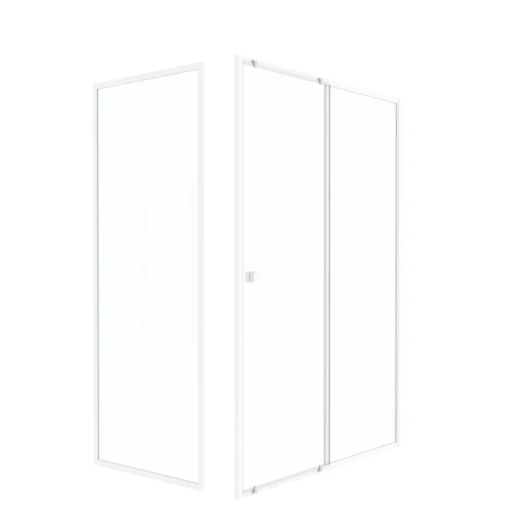Porte de douche coulissante en verre trempé avec paroi de retour
