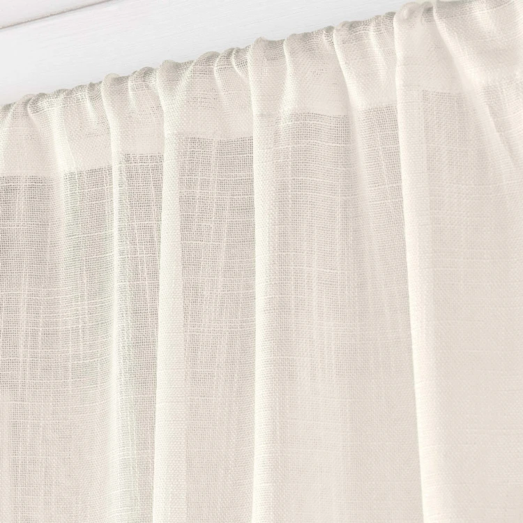 Paire de Voilages Haltona Blanc Effet Lin Tissé