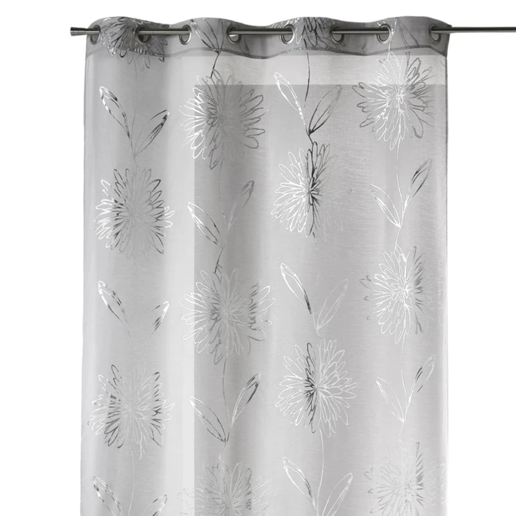 Voile de etamina claro com estampado "Flor" metalizado