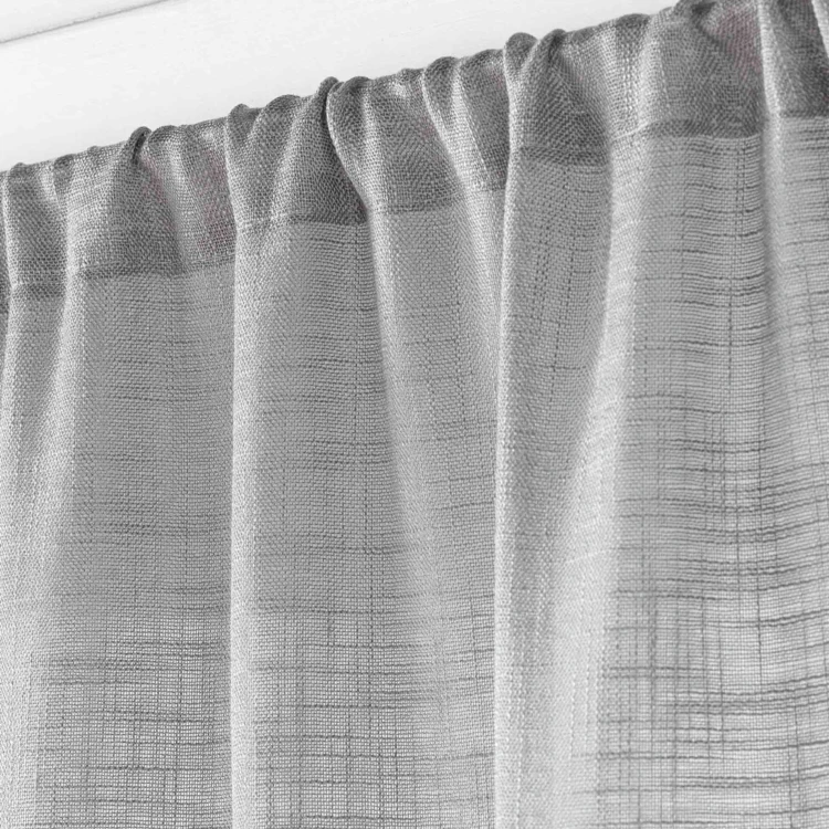 Paire de Voilages Haltona Blanc Effet Lin Tissé