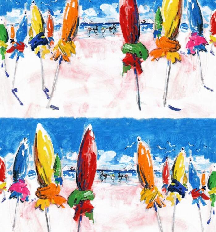 Tejido estampado parasoles coloridos
