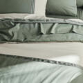 Bettlaken aus Baumwollperkal mit geometrischer Borte