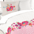 Dreiteiliges Bettwäsche-Set mit Blumen- und geometrischen Motiven