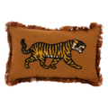 Cojín con borlas bordado con motivo de tigre