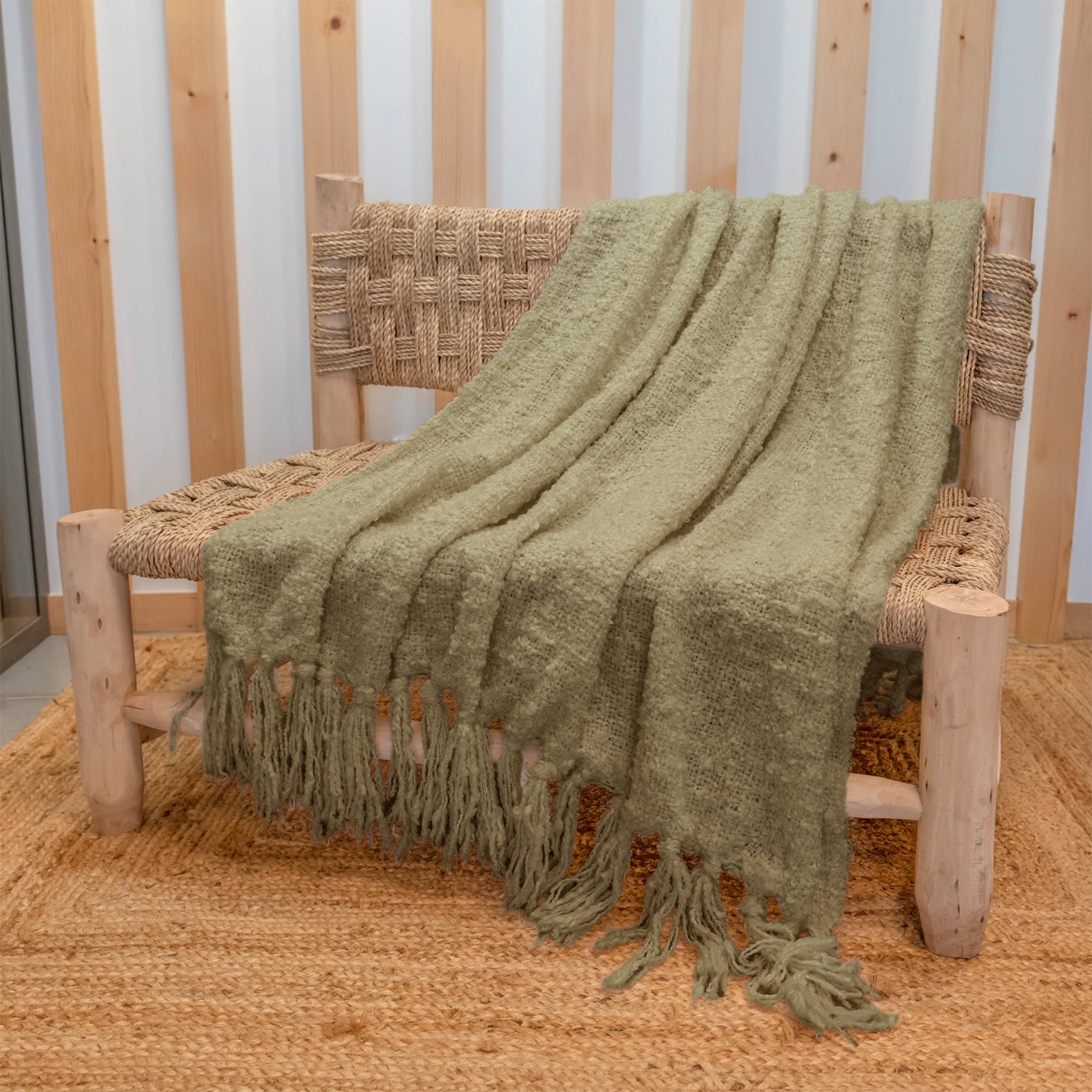 Plaid bouclette doux avec franges — vue 3