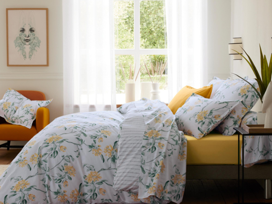 Paire De Taies D'oreiller Eddie Bauer – Standard, Coton, Jaune Clair Et Bleu Floral (occasion)