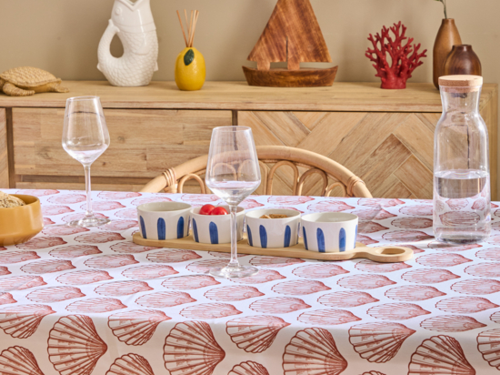 Home Bargains Plus Nappe Rectangulaire - Motif Soleil Et Coquillages - 152 X 305 Cm - Résiste Aux Taches Et à L'eau