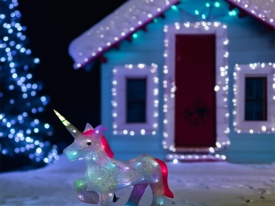 HOURLEEY Décoration de Noël d'extérieur licorne lumineuse à 45 LED, 33 cm  avec cadre en peluche et métal pour cour, terrasse, pelouse, jardin, fête  (lumière blanche chaude) : : Outils et Bricolage