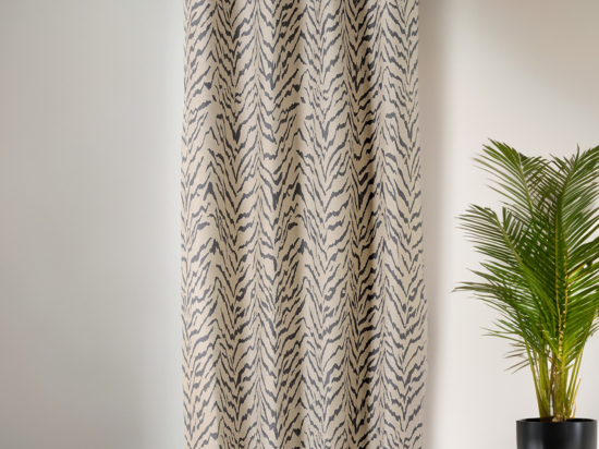 Paire De Rideaux Motif Tigre - Coton, 3 Couleurs Au Choix (rose, Vert, Bleu), Doublure Occultante