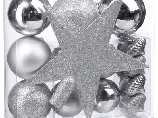 Lot De 36 Boules De Noël Gris Strass 4cm - Décoration Sapin Neuf, Pack 2023
