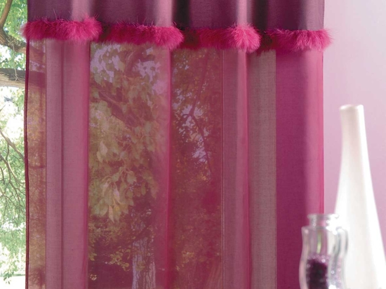 Lot De 4 Rideaux Voilage Framboise – Filtre De Lumière – 117x57 Cm