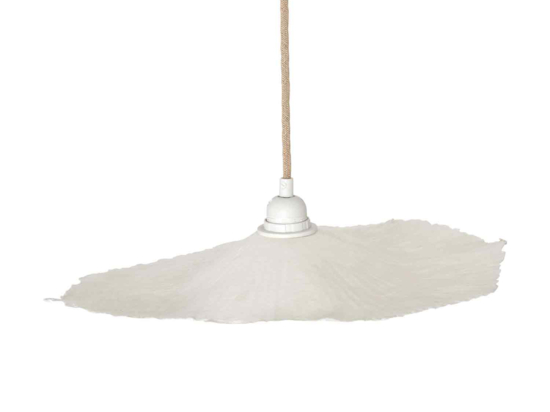 Lustre Avec Abat-jour Fleuri Vert - Papier Plissé, Style Vintage, 50 Cm
