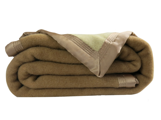 Couverture Double Face En 100% Laine - 240 X 260 Cm - Sable - Couverture